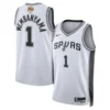 Spurs Victor Wembanyama 2026 Finals Patch White Jersey - Stitched Edition