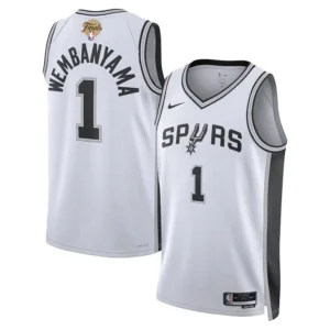 Spurs Victor Wembanyama 2026 Finals Patch White Jersey - Stitched Edition