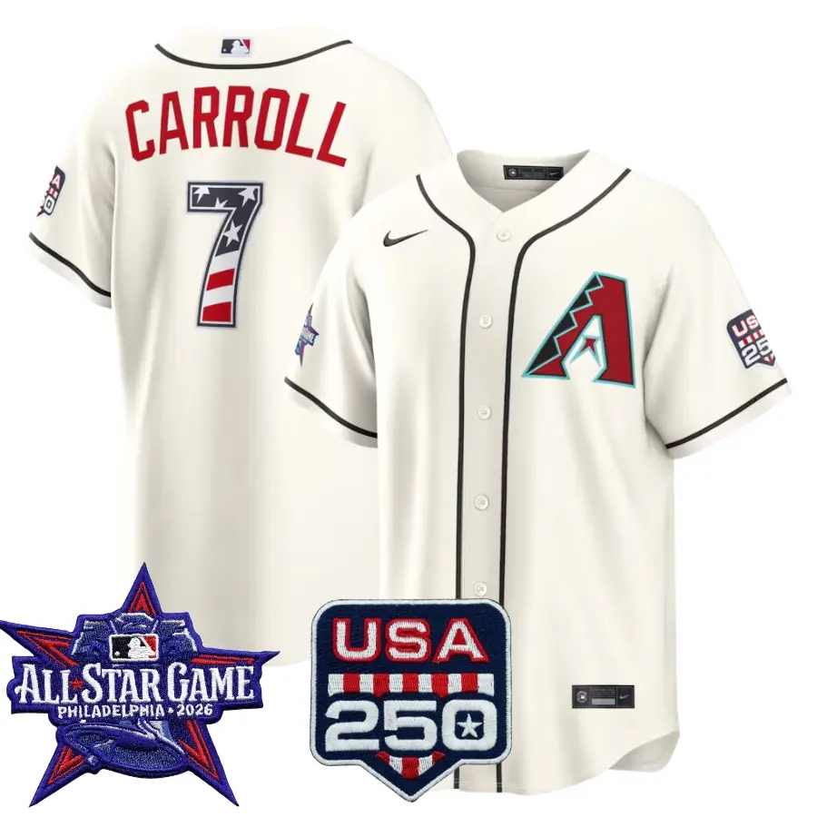 Corbin Carroll Arizona Diamondbacks 2026 All-Star Stars & Stripes Cream Stadium Stitched Jersey 1 Corbin Carroll Arizona Diamondbacks 2026 All-Star Stars & Stripes Cream Stadium Stitched Jersey