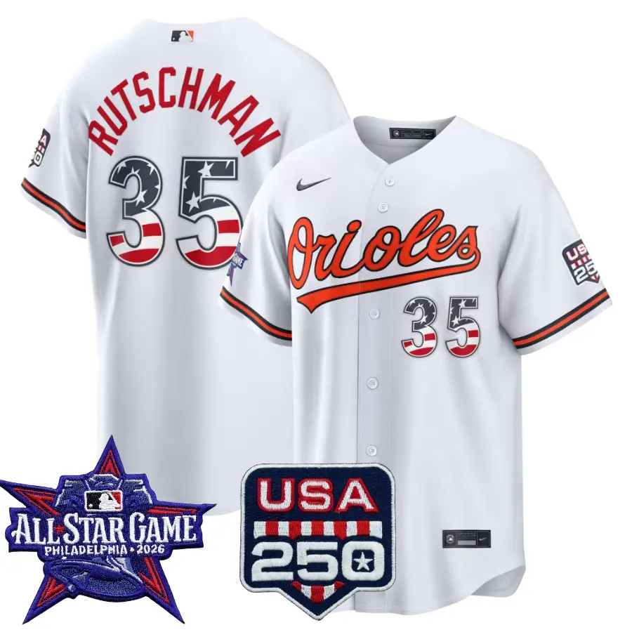 Adley Rutschman Baltimore Orioles 2026 All-Star Stars & Stripes White Stadium Stitched Jersey 1 Adley Rutschman Baltimore Orioles 2026 All-Star Stars & Stripes White Stadium Stitched Jersey
