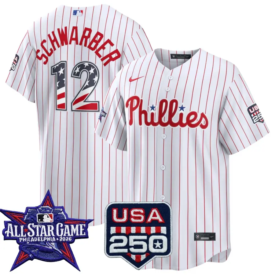 Kyle Schwarber Philadelphia Phillies 2026 All-Star Stars & Stripes White Stadium Stitched Jersey 1 Kyle Schwarber Philadelphia Phillies 2026 All-Star Stars & Stripes White Stadium Stitched Jersey