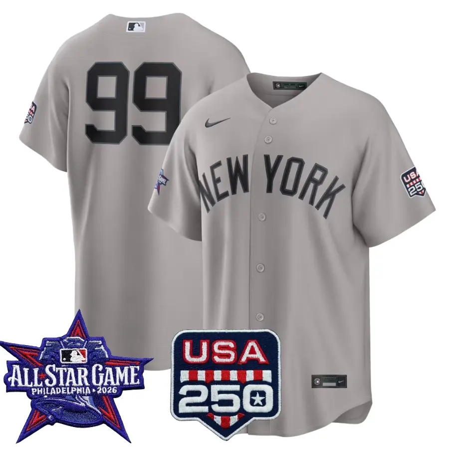 Aaron Judge New York Yankees 2026 All-Star Game Gray Stitched Jersey 1 Aaron Judge New York Yankees 2026 All-Star Game Gray Stitched Jersey