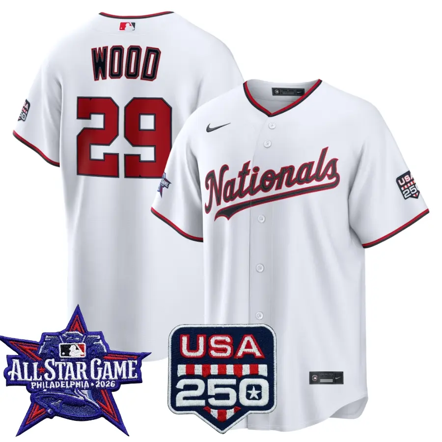 James Wood Washington Nationals 2026 All-Star Game White Stitched Jersey 1 James Wood Washington Nationals 2026 All-Star Game White Stitched Jersey