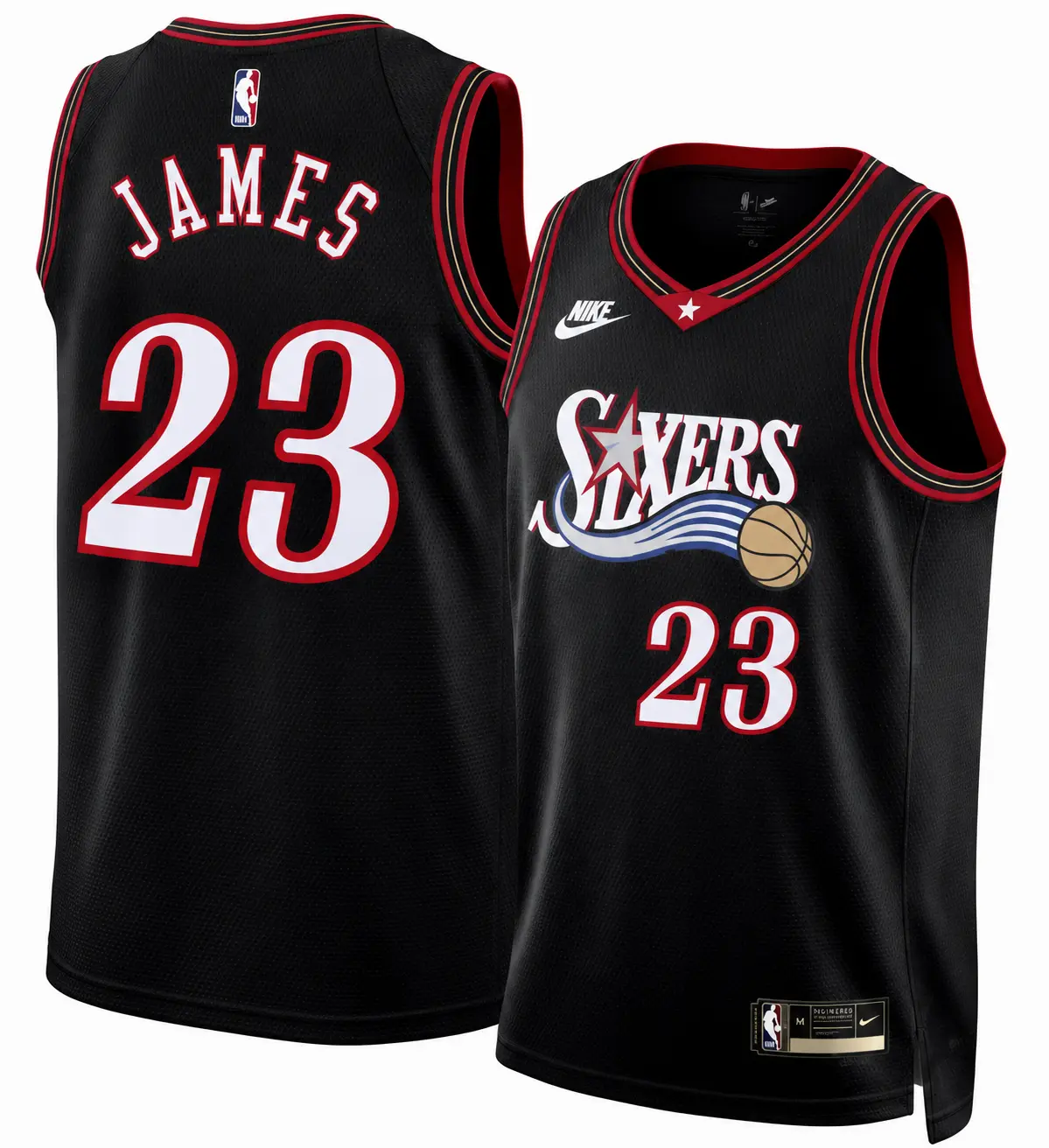 Philadelphia 76ers #23 LeBron James Black 2026 Classic Edition Stitched Jersey 1 Philadelphia 76ers #23 LeBron James Black 2026 Classic Edition Stitched Jersey