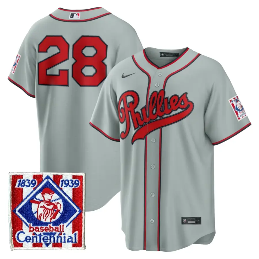 Philadelphia Phillies Alec Bohm Gray 2026 Field of Dreams Stadium Stitched Jersey 1 Philadelphia Phillies Alec Bohm Gray 2026 Field of Dreams Stadium Stitched Jersey