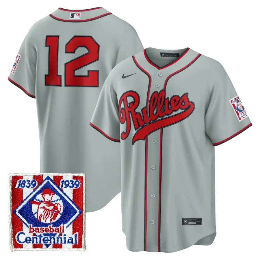Philadelphia Phillies Kyle Schwarber Gray 2026 Field of Dreams Stadium Stitched Jersey 1 Philadelphia Phillies Kyle Schwarber Gray 2026 Field of Dreams Stadium Stitched Jersey