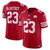 San Francisco 49ers Christian McCaffrey Scarlet 80th Anniversary Stitched Limited Jersey