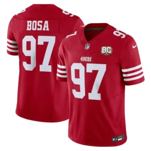 San Francisco 49ers Nick Bosa Scarlet 80th Anniversary Stitched Limited Jersey