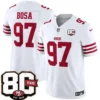 San Francisco 49ers #97 Nick Bosa White 80th Anniversary 2026 Limited Stitched Jersey